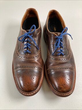Allen Edmunds Strandmok Cap-toe Oxford Brown Shoes with Dainite Rubber Sole 10 D